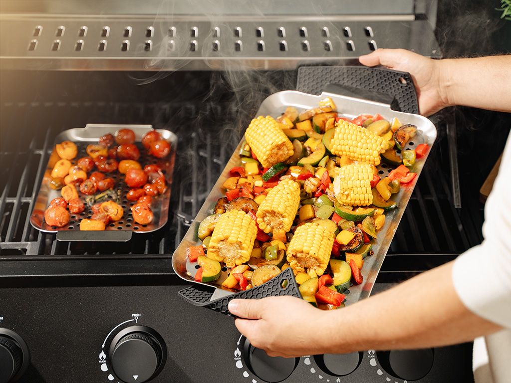 BBQ-BAKKE I RUSTFRIT STÅL 43×25 CM - 2