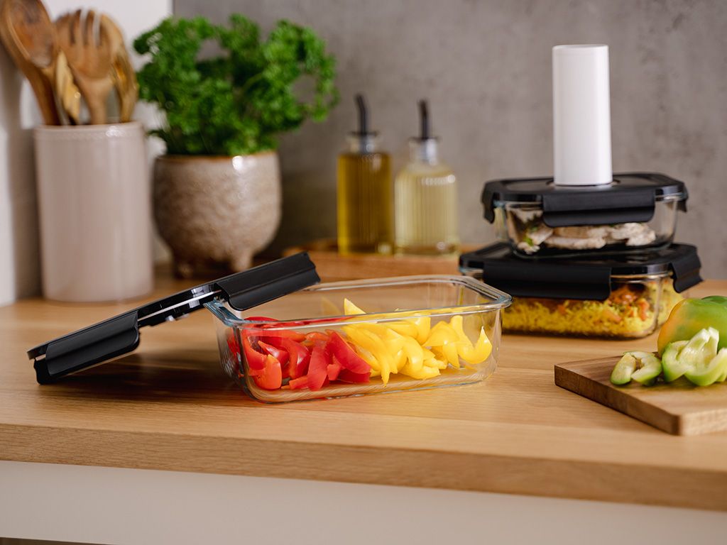 REKTANGULÆR VAKUUM GLASBEHOLDER – 1040ML – SÆT – 4 STK - 5