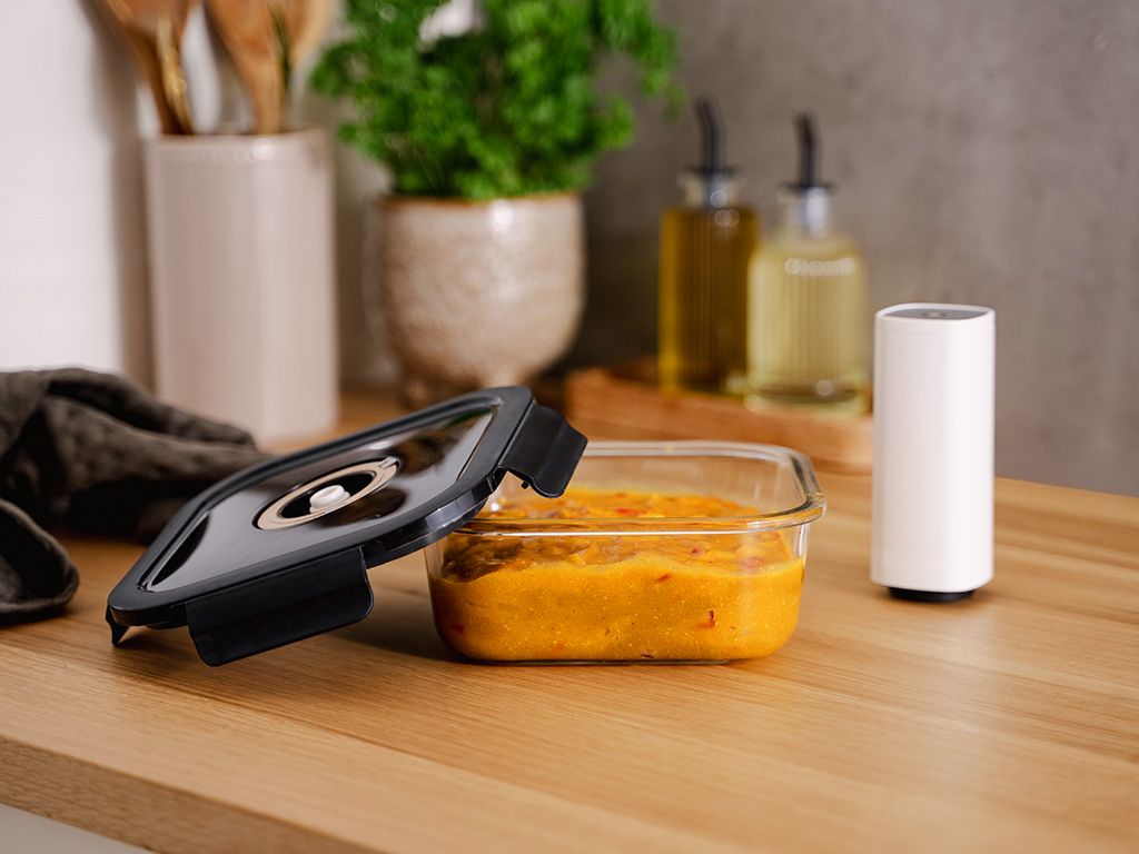 FIRKANTET VAKUUM GLASBEHOLDER – 800ML