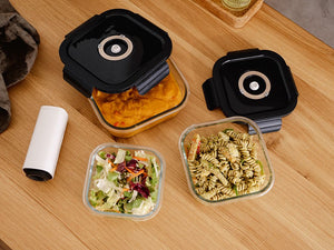 FIRKANTET VAKUUM GLASBEHOLDER – 800ML – SÆT – 4 STK - 4