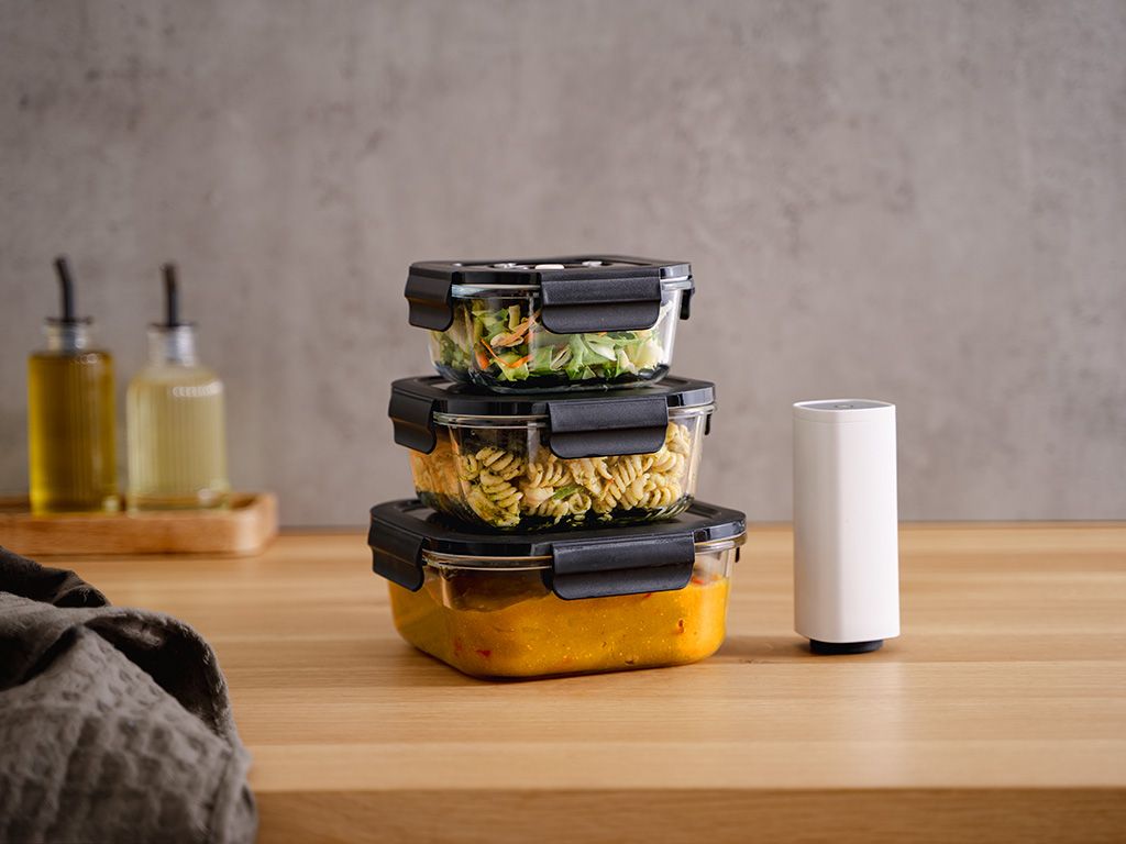 FIRKANTET VAKUUM GLASBEHOLDER – 1230ML – SÆT – 4 STK - 3
