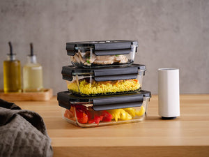 REKTANGULÆR VAKUUM GLASBEHOLDER – 1040ML – SÆT – 4 STK - 3