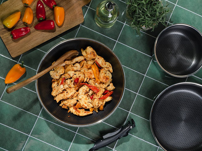 WOK MED AFTAGELIGT HÅNDTAG 30CM SÆT