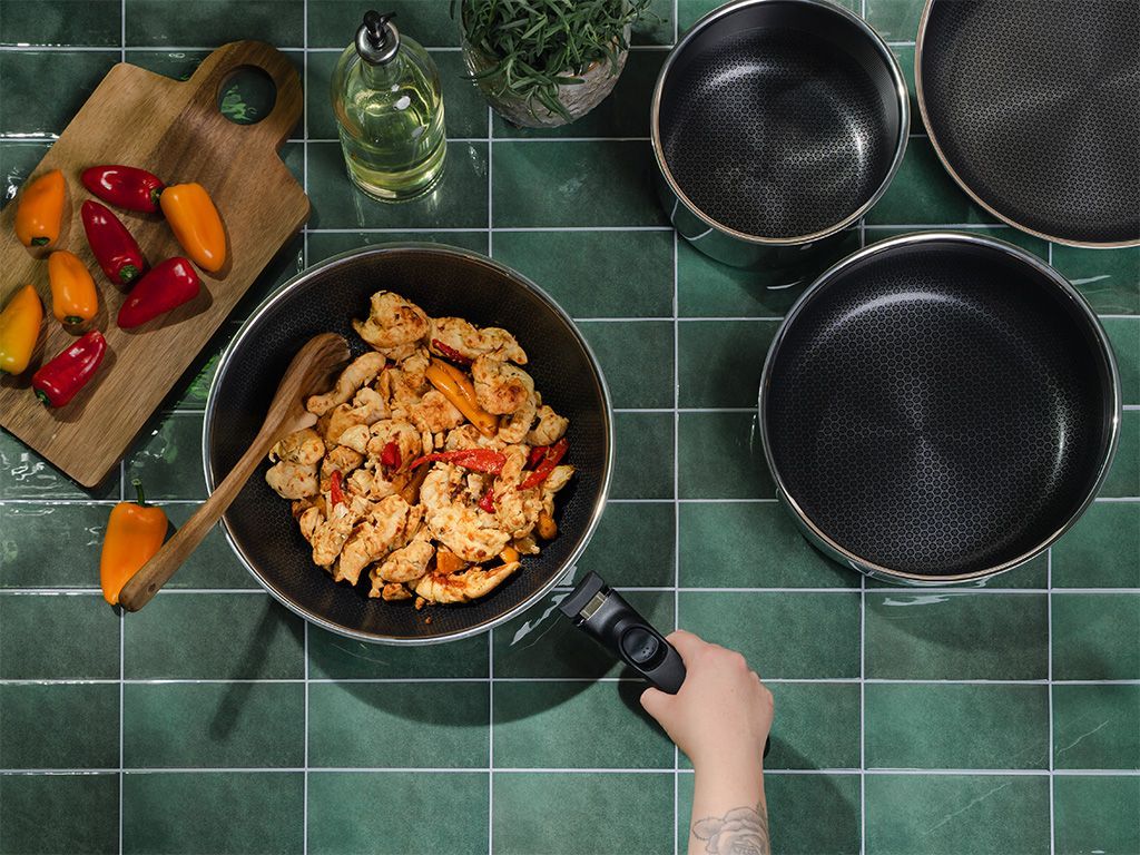 WOK MED AFTAGELIGT HÅNDTAG 30CM SÆT - 3