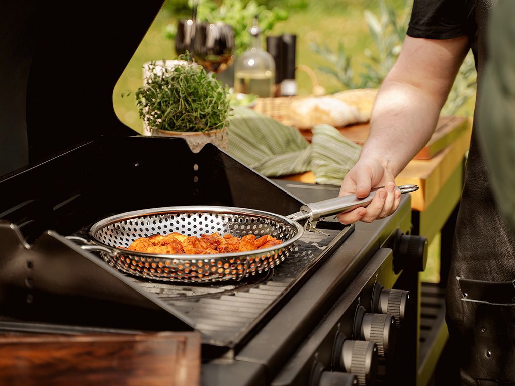 BBQ GRILLPANDE MED AFTAGELIGT HÅNDTAG 28CM - 2