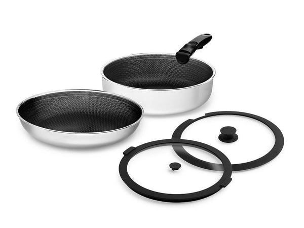 Mixed frying pan with detachable handle set 2-pc
