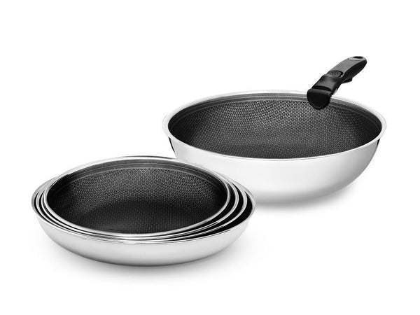 Frying pan with detachable handle 5-pc set