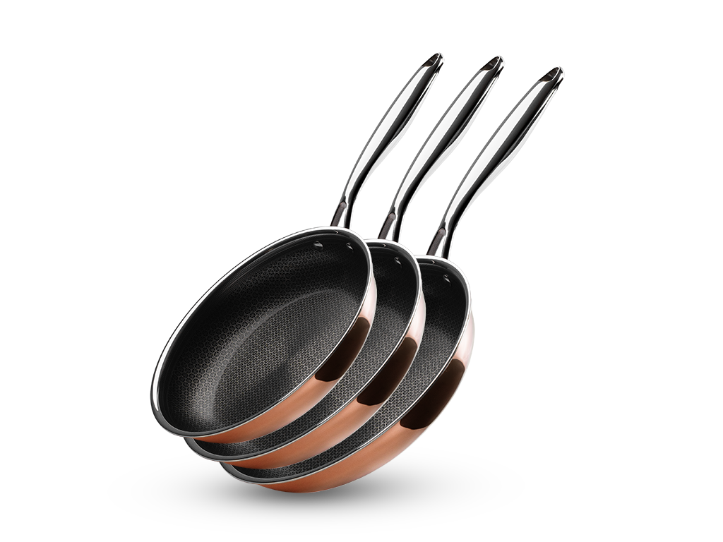 KOBBER HYBRID NON-STICK STEGEPANDESÆT - 3 DELE - 1
