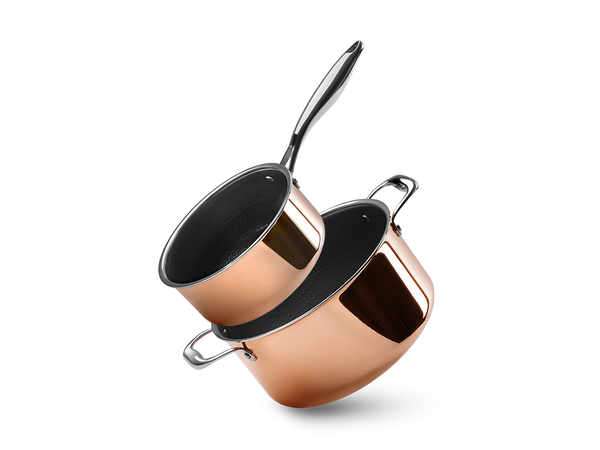 Copper hybrid non-stick pot set - 2 pcs