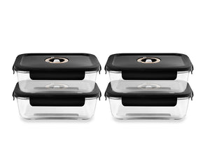 REKTANGULÆR VAKUUM GLASBEHOLDER – 1040ML – SÆT – 4 STK - 1