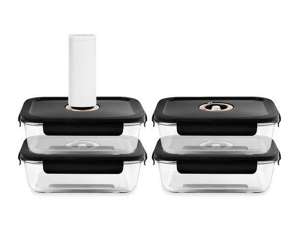 Rectangle vacuum glass container - 1040ml - set - 4pc