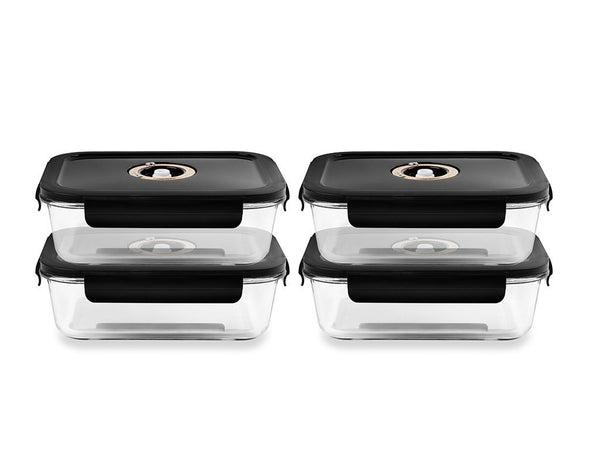Rectangle vacuum glass container - 1040ml - set - 4pc