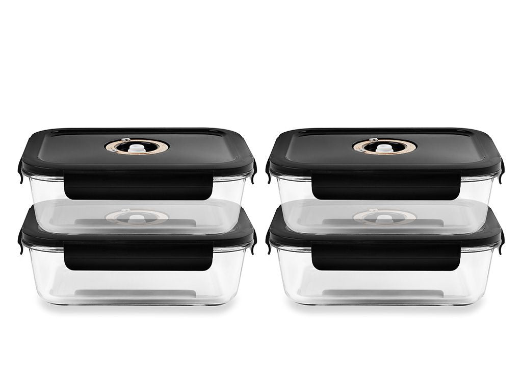 REKTANGULÆR VAKUUM GLASBEHOLDER – 1480ML – SÆT – 4 STK - 1