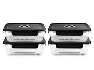 REKTANGULÆR VAKUUM GLASBEHOLDER – 1480ML – SÆT – 4 STK - 1