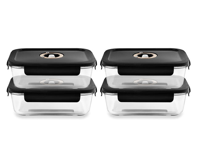 REKTANGULÆR VAKUUM GLASBEHOLDER – 1480ML – SÆT – 4 STK - 1