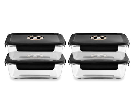 REKTANGULÆR VAKUUM GLASBEHOLDER – 1480ML – SÆT – 4 STK - 1