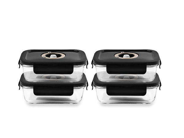 Rectangle vacuum glass container - 630ml - set - 4pc