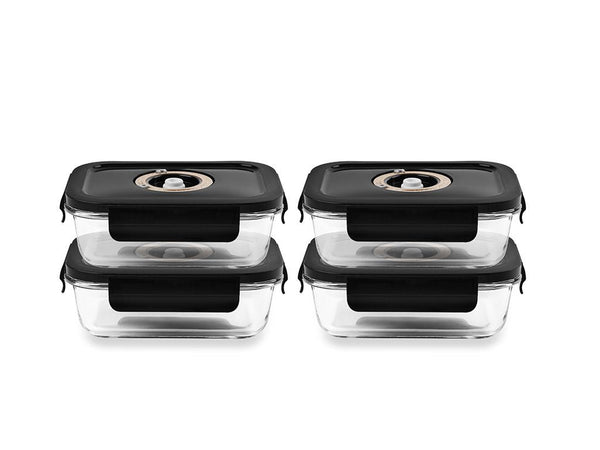 Rectangle vacuum glass container - 630ml - set - 4pc