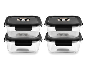 FIRKANTET VAKUUM GLASBEHOLDER – 1230ML – SÆT – 4 STK - 1