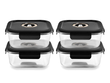 FIRKANTET VAKUUM GLASBEHOLDER – 1230ML – SÆT – 4 STK - 1