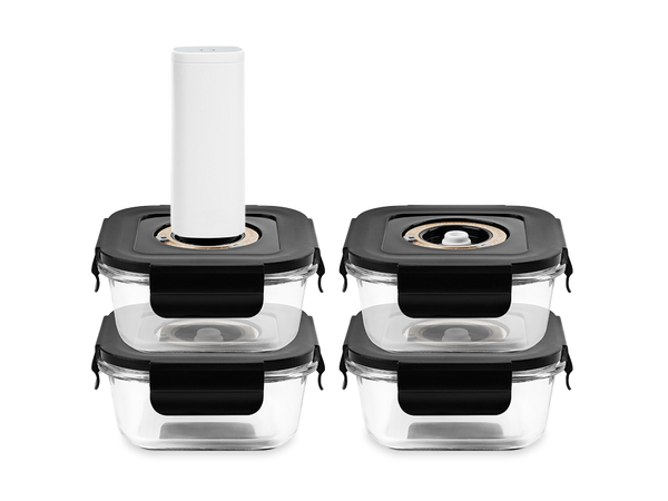 Square vacuum glass container - 525ml - set - 4pc