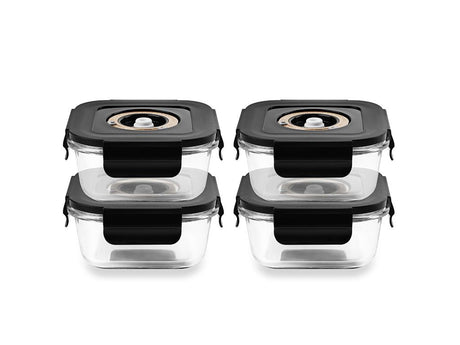 FIRKANTET VAKUUM GLASBEHOLDER – 525ML – SÆT – 4 STK - 1