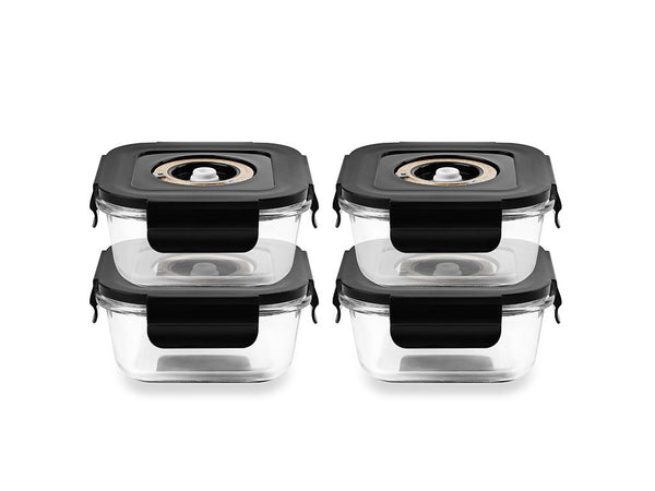 Square vacuum glass container - 525ml - set - 4pc