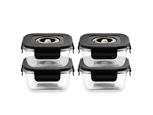 FIRKANTET VAKUUM GLASBEHOLDER – 525ML – SÆT – 4 STK - 1