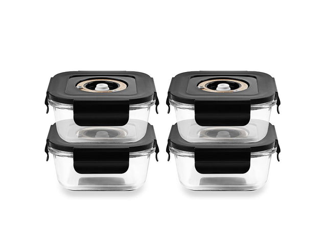 FIRKANTET VAKUUM GLASBEHOLDER – 525ML – SÆT – 4 STK - 1