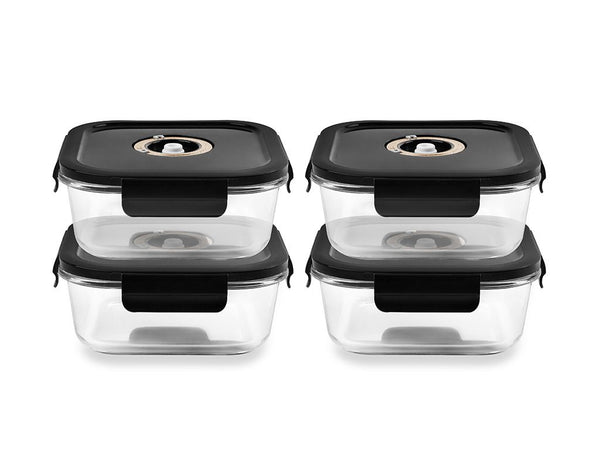 Square vacuum glass container - 800ml - set - 4pc