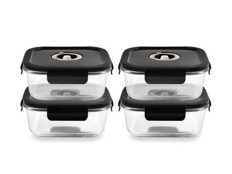 FIRKANTET VAKUUM GLASBEHOLDER – 800ML – SÆT – 4 STK - 1