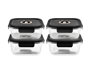 FIRKANTET VAKUUM GLASBEHOLDER – 800ML – SÆT – 4 STK - 1