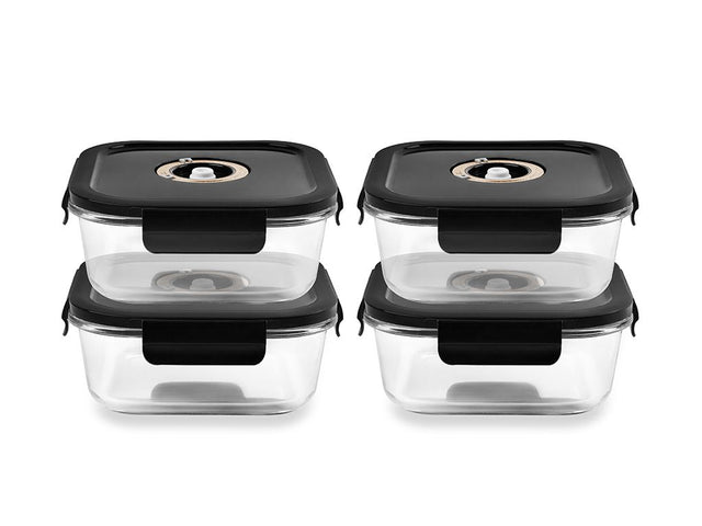 FIRKANTET VAKUUM GLASBEHOLDER – 800ML – SÆT – 4 STK - 1