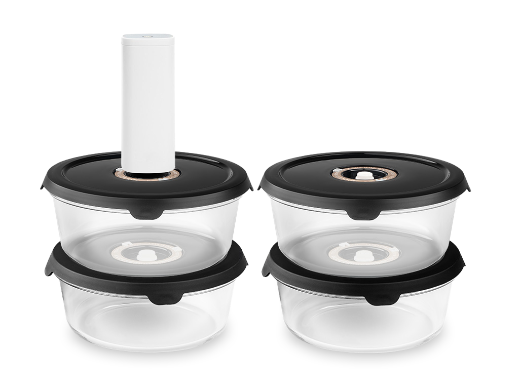 RUND VAKUUM GLASBEHOLDER – 1400ML SÆT - 4 STK - 1