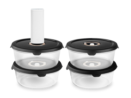 RUND VAKUUM GLASBEHOLDER – 1400ML SÆT - 4 STK - 1