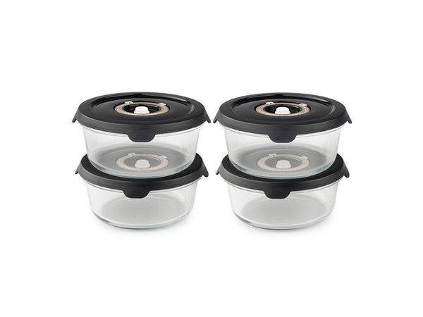 Rund vakuum glasbeholder – 635ml sæt - 4 stk