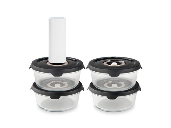 Rund vakuum glasbeholder – 635ml sæt - 4 stk