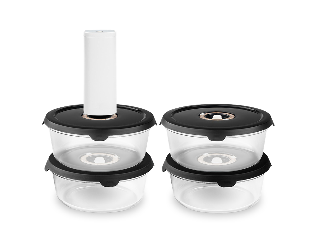 RUND VAKUUM GLASBEHOLDER – 930ML SÆT - 4 STK - 1