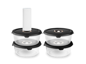 RUND VAKUUM GLASBEHOLDER – 930ML SÆT - 4 STK - 1