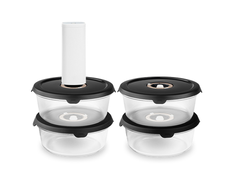 RUND VAKUUM GLASBEHOLDER – 930ML SÆT - 4 STK - 1
