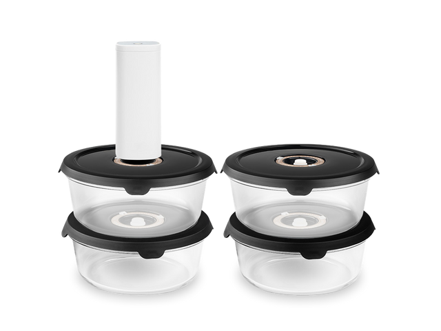 RUND VAKUUM GLASBEHOLDER – 930ML SÆT - 4 STK - 1
